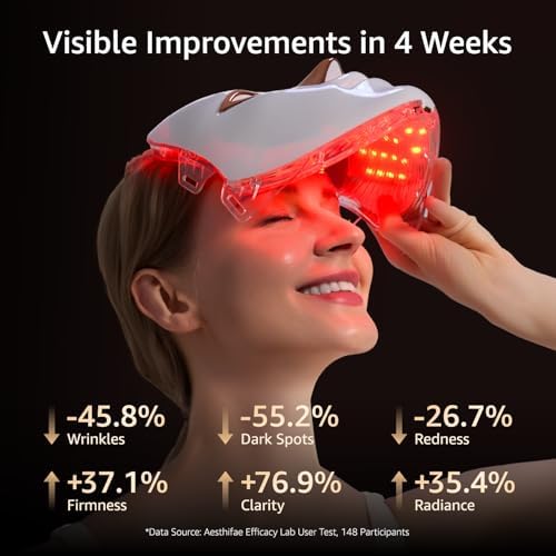 LED Face Mask for Wrinkles, Red Light Therapy for Face, Cordless NIR Red Light Therapy Mask with 7 Light Modes, 426 LEDs Rechargeable for Glowing Skin at Home White - Image 2