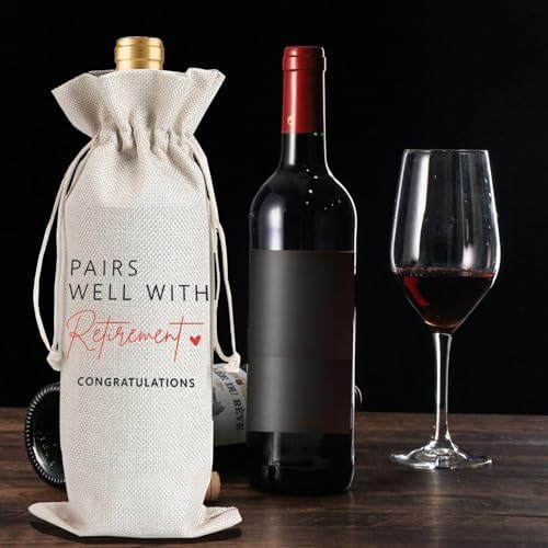 1Pcs Retirement Gifts for Women Men Farewell Gifts for Friends Retirement Wine Bag with 1Pcs Kraft Blessing Cards and natural jute rope - Image 3