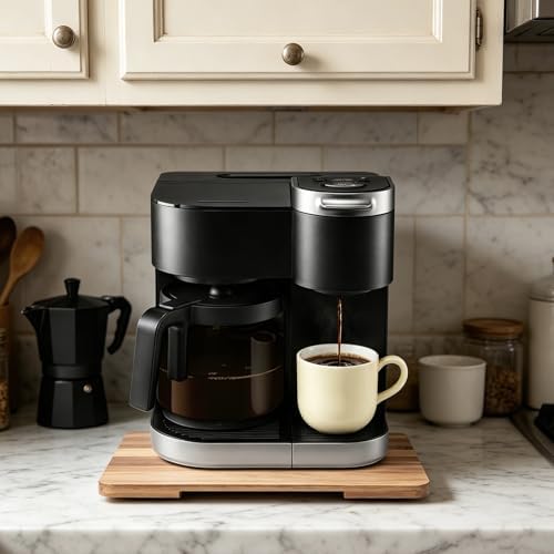 360°Rolling Tray Acacia Wood Kitchen Appliance Slider for Coffee Maker Pot - Image 7