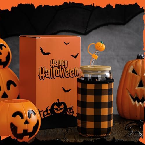 Blushtier 3 Pcs Halloween Pumpkin Gifts Sets Tumbler Cup Sleeve Gifts Box - Image 2