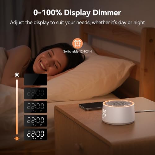 Dreamegg Sound Machine with Nursery Lamp - Sound Machine Baby, Soothing Sounds, Timer, Memory Function, 10 Colour Night Light, White Noise Machine Alarm Clock for Newborn Baby Registry Gift, White - Image 7