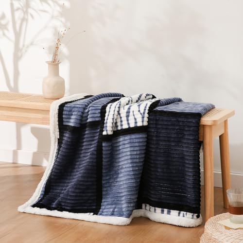 PU MEI Sherpa Blanket Fleece Throw Blanket Twin Plaid Thick Bed Blanket, Soft Warm Cozy Throw Blanket, 60”*80” Zebra-Blue - Image 7