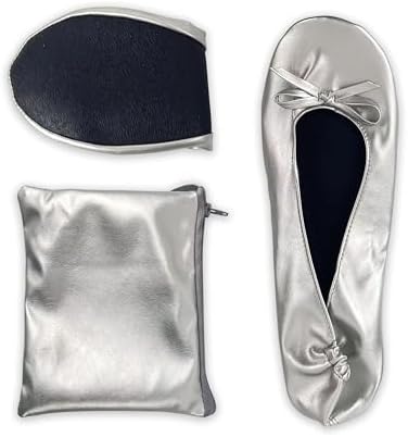 Stylish Foldable Ballet Flats for Women Portable Roll Up Travel Shoes for Wedding Bridesmaid Includes Carrying Pouch by Untssiw