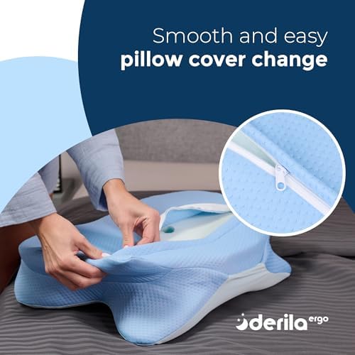 Derila Ergo Pillowcase Cervical Neck Pillow for Sleeping Pillow Case Contour Memory Foam Pillows for Back, Side Sleeper (Pillowcase - 21.25 x 14.17 x 4.72 in) Pillow Case only - Image 6