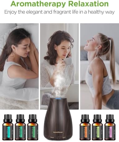 InnoGear 100ml Essential Oil Diffuser for Home with 6 Oils Gift Set, Brown - Image 6