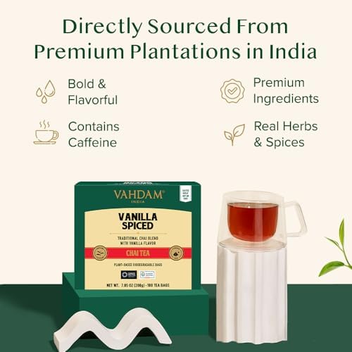VAHDAM Vanilla Chai Teabags (100 Count) Vanilla Tea Blend Pyramid Tea Bags - Image 3