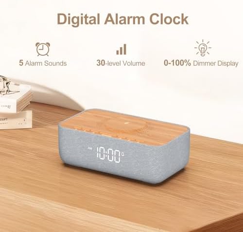 REACHER 15W Magnetic Wireless Charging Alarm Clock with White Noise Machine - Image 6