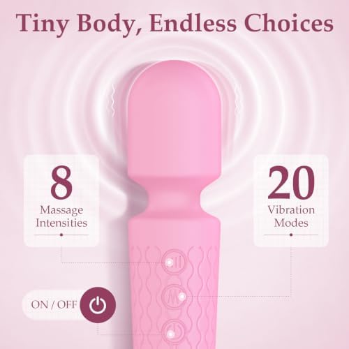 Upgraded Cordless Rechargeable Handheld Massager, 20 Modes 8 Speeds, Premium Silicone Rose Pink Small Mini Massager Tool Device for Stress Away, Hand Held Massage to Relax Full Body Muscle On-the-Go - Image 2
