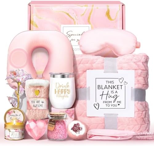 Birthday Gifts for Women Self Care Gifts Get Well Soon Gifts for Women,Relaxing Spa Gifts Basket w/Flannel Blanket Traveling Pillow Care Package christmas Birthday Gifts Idea for Mom Her Wife Friends by LUCOTIYA