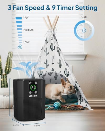 2 Pack Air Purifiers for Bedroom, 3-in-1 Filter, Small Air Cleaner, Black - Image 7