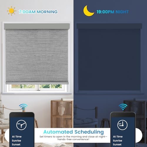 Motorized 100% Blackout Roller Shades – Custom Smart Blinds with Remote Control, Rechargeable Battery or Plug-in Motor, Tuya WiFi Optional, Home & Office Automatic Window Shades (Graphite Gray/CH9425) - Image 6