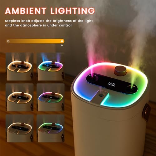 2L Humidifier for Bedroom,Portable Cool Mist Humidifiers,Ultra Quiet 20dB,Top Fill Air Humidifier for Home,Office,Plants,Adjustable Humidity,Night Light,BPA-Free,Beige - Image 6