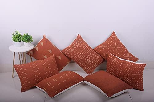 Trade Star Decorative Handwoven Sofa Pillow Case Handloomed Cushion Case 100% Cotton Throw Pillow Cover for Living Room Indian Spring Pillow Cover Fall Decor Case (Rust Snow 12X18 INCHES) - Image 6
