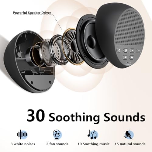 Portable Sound Machine White Noise Machine Nonstop 30 Soothing Sounds for Baby Kids Adults Pink Noise Sleep Machine 36-Level Vol Auto-Off Timer Memory Function for Home Travel Office - Image 2