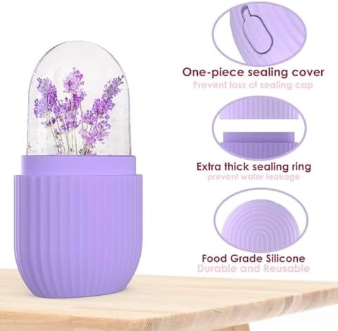 Silicone Ice Face Roller for Skin Care – Reusable Cooling Facial Ice Roller for Puffiness, Dark Circles & Soothing Skin – BPA-Free Soft Silicone Ice Mold (Purple) - Image 4