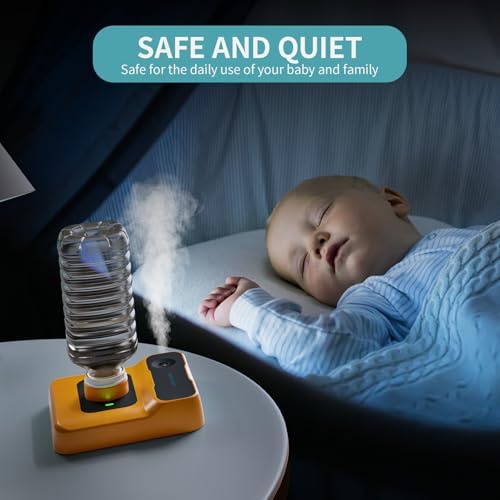 Travel Humidifier, Portable Small Humidifier for Plants, Bedroom, Office, Hotel or Car, Battery Operated Mini Cool Mist Humidifiers, Quiet 23dB, Auto-off, Night Light & BPA-Free, Orange - Image 6