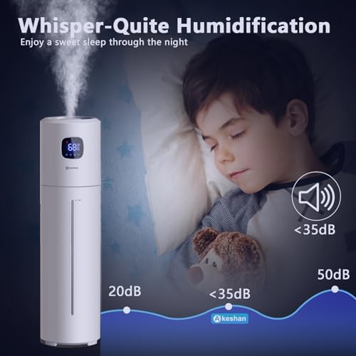 Akeshan Large Humidifiers for Bedroom, 9L/2.5Gal Ultrasonic Cool Mist Humidifier, Top Fill Easy Clean with 350ML/H Large Mist Speed, Quiet, Suitable for Kids Room Plant Yoga Office Study Room Living - Image 6