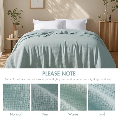 Madison Park 100% Cotton Breathable King Size Blanket for Bed, Blue - Image 6