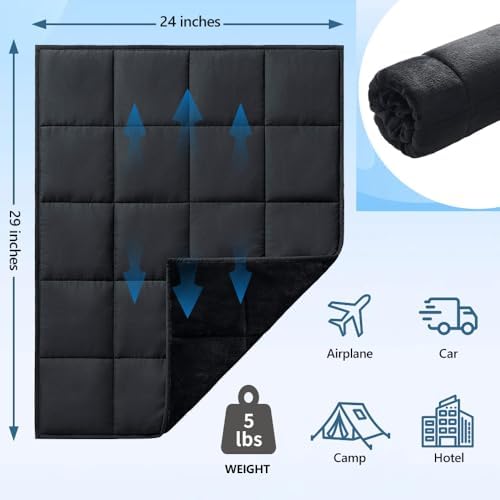 L'AGRATY Weighted Lap Pad Blanket 5lb: Small Weighted Blanket for Adults - Portable Travel & Relaxation - Cozy & Cooling - Washable All-Season (29" x 24") - Image 6