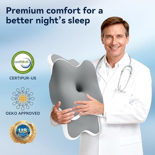 Sleep Apnea Pillow with Neck Pain & Snoring Relief -Orthopedic Cervical Pillow,Ergonomic Contour Memory Foam Pillow for Side, Back,Stomach,Dreamers,Medium Firm (Grey, Queen Size) - Image 7