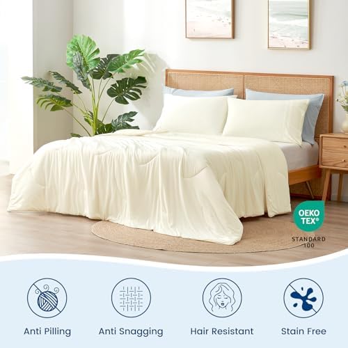 Cozy Bliss Cooling Comforter Twin Size, Reversible Lightweight Cooling Blankets for Hot Sleepers and Night Sweats, Q-Max>0.45 Soft Breathable Silky Smooth Summer Comforter, Snow Ivory, 68"x90" - Image 6