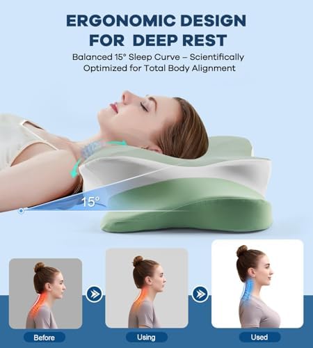 DONAMA Cervical Pillow for Neck and Shoulder Pain Relief, Cooling Contour Memory Foam Pillow, Dual-Height Ergonomic Neck Support Pillow for Side Back Stomach Sleepers with Removable Pillowcase - Image 2