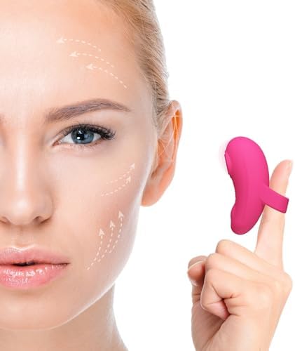 Multifunctional Portable Face & Eye Massage Tool, Mini-Ring Powerful Handheld Massager, Waterproof Eye, Jaw, Finger and Body Massager,Relieves Facial Muscle Fatigue and Pain - Rose by maedouy