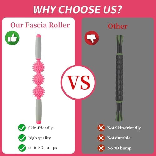 Cellulite Massager, Fascia Blaster for Cellulite, Muscle Roller Stick Lymphatic Drainage Massager for Relif Body Sorness, Trigger Points, Sports Legs, Back Recovery, Rose Red - Image 6