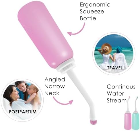 Peri Bottle Postpartum, RUFCRIL 2-Pack 500ml Bidet Bottle, Upside Down Peri Bottle, Boilable TPE, Travel Bag, for Perineal Care, Hemorrhoid Care, Feminine Cleansing & Baby (Pink/Green) - Image 7