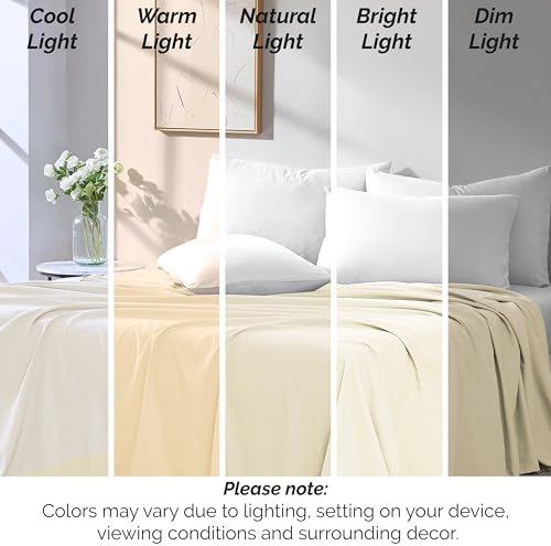 2-Pack Twin XL Flat Sheets Only 66x102 Microfiber Twin XL Top Sheet Cream - Image 6