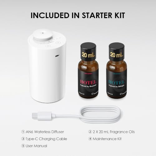 Airversa AN6 Waterless Essential Oil Diffuser Starter Kit, White - Image 6