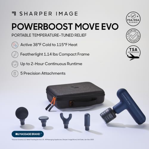 Sharper Image Powerboost Move Heat & Cold Mini Percussion Massage Gun - Image 2