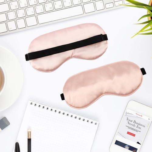 2 PCS Pink Satin Sleep Masks, Adjustable Silk Eye Mask for Sleeping, Blind Folds Soft Breathable Blindfold for Adults Couples Play Party Games Airplane Travel Essentials Eye Covers Patches Night Mask - Image 7