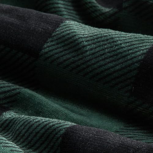 Elegant Comfort Ultra Soft Reversible Buffalo Plaid Flannel Sherpa Blanket - Cozy Silky Checkered Fleece Throw for Couch, Bed - Plush Fuzzy Warm Winter Blanket for Gift, Queen, Green - Image 7