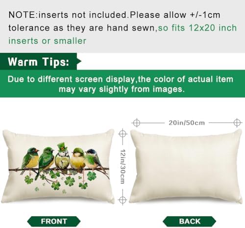 RABUSOFA St.Patricks Day Pillow Covers 12x20 Inch,Birds Shamrock St Patricks Day Decorations Holiday Spring Decorative Pillow Case Decor for Sofa Couch Green - Image 7