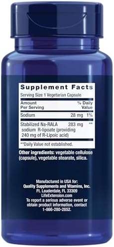 Life Extension Super R-Lipoic Acid – Healthy Aging, oxidative Stress Defense – with 240 mg of Active R-Form of R-Lipoic Acid – Gluten-Free – Non-GMO – Vegetarian – 60 Capsules - Image 2