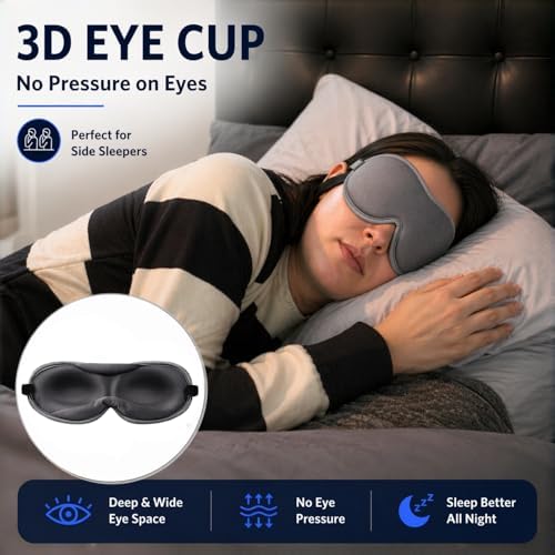 Ultra-Thin 3D Sleep Mask for Side Sleepers Women Men, Contoured Eye Mask for Lash Extensions, Light Blocking, Soft Breathable Lightweight Eye Mask for Sleep, Travel, Meditation,Airplane (Gray) - Image 2
