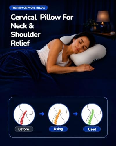 Cervical Neck Pillow for Sleeping, Memory Foam Pillows, White - Image 2