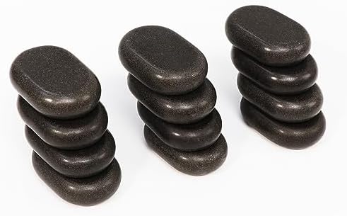 Master Massage 12-Piece Middle Sized Ovular Black Lava Hot Stone Massage Set –Medium Size Oval Stones 2.6" x 1.9" x 0.7" - Natural Basalt Stones for Spa, Salon, and Professional Massage Therapy - Image 2