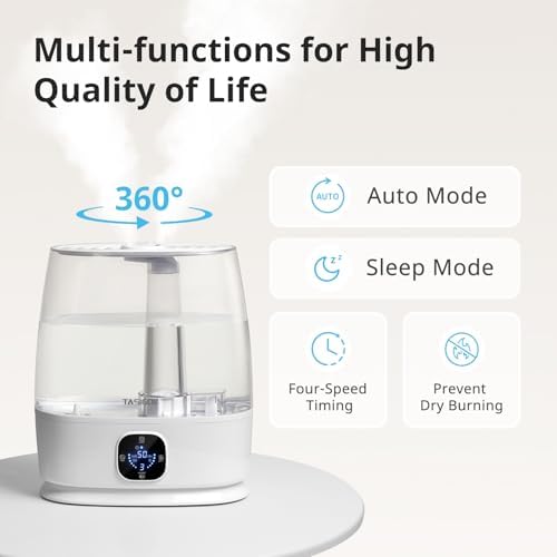 Humidifiers for Bedroom Home, 6L Cool and Warm Mist Air Humidifier for Large Room Baby Nursery, 50H Easy Clean and Top Fill, Quiet with Ultrasonic, Essential Oils, Auto Mode, for House, Plants - Image 6