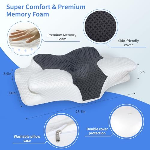 Cervical Pillow for Neck Pain Relief, Hollow Design Memory Foam Bed Pillow for Side & Back Sleepers, Ergonomic Contour Orthopedic Bed Pillow with Adjustable Support - Image 6