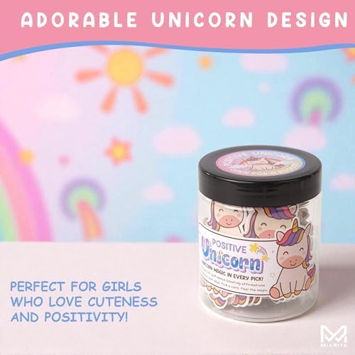 Positive Unicorn Jar, Emotional Supports Unicorns 60 Affirmation Cards, Back to School Gifts for Girls Teacher, Birthday Gift for Women Teen Girls, Friends Daughter Mom Wife, Unicorn Desk Decor - Image 4