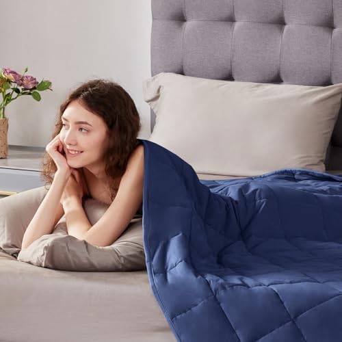 Weighted Blanket Twin Size (48"x72" 15lbs),Ultra Soft and Cozy Cooling Weighted Blanket Twin Size for Adult,Heavy Blanket with Machine Washable Soft Blanket, Blue - Image 7