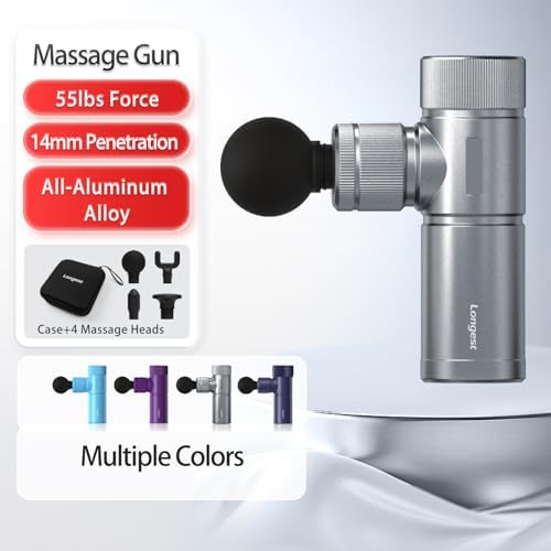 LONGEST Mini Massage Gun for Pain Relief, 4 Heads,Gray - Image 2