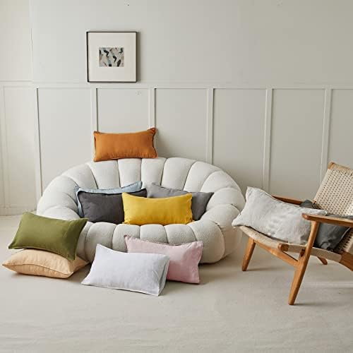 Simple&Opulence 100% Linen Lumbar Pillow Cover 12 x 20 Inches Set of 2 Rectangular Decorative Throw Cushion Cover for Couch Sofa Bed Living Room Office Soft Breathable Farmhouse - Blush Pink - Image 7
