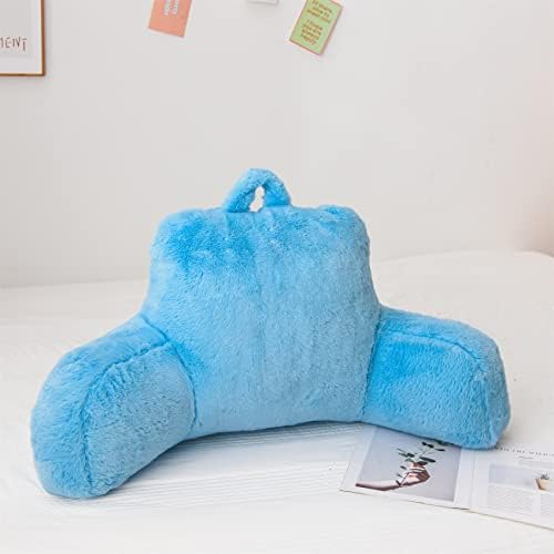 Aimuan Reading Pillow Bed Rest Pillow with Arms Rabbit Fur Cushion for Adults Teens Incline Rest Sitting up & Sleeping Snoring Pillow with Pregnancy Lumbar Back Support (Standard, Blue) - Image 6
