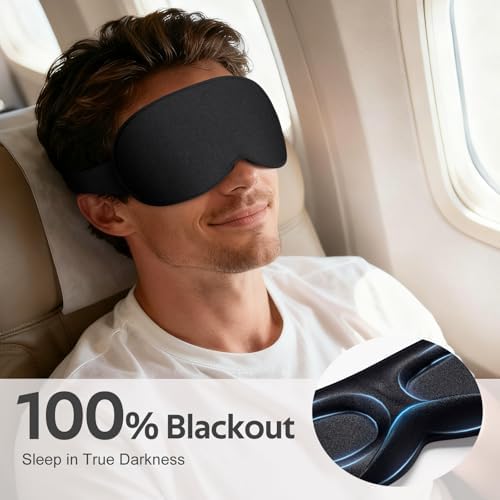 Vynix® Sleep Mask for Men Women - 100% Blackout Eye Masks for Sleep - 3D Soft Sleeping Mask for Side Sleepers - Zero Pressure Lash Extensions Eye Cover Shade for Airplane Travel Essentials, Black - Image 2