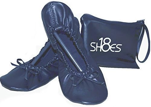 Shoes 18 Women's Foldable Portable Travel Ballet Flat Shoes w/Matching Carrying Case by Shoes8teen