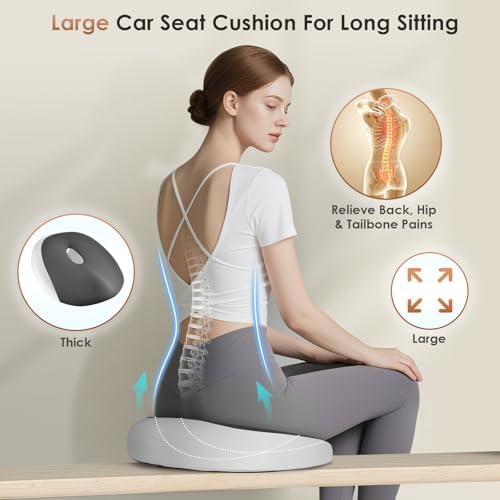 FLORICH Large Car Seat Cushion for Long Sitting, Ergonomic Memory Foam Driving Seat Cushion for Back & Sciatica Pain Relief, Non-Slip Washable Seat Cushion for Car, Driver, Office-Gray - Image 7