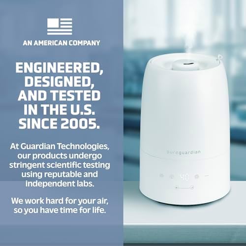 PureGuardian 30-Hour .50 Gallon Top Fill Cool Mist Ultrasonic Humidifier for Large Rooms with Humidistat, 12-Hour Timer, Aroma Tray for Bedroom, Living Room, Office, White, H955W - Image 7